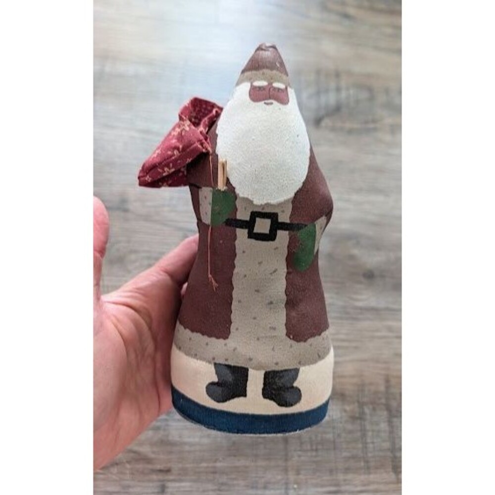 Vintage Handmade Cloth Santa Claus Doll 8" Christmas Folk Art Primitive Decor